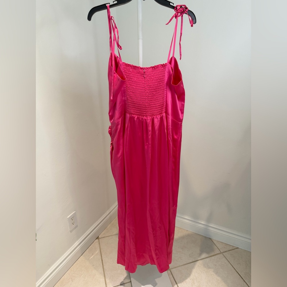 NWT REFORMATION Marguerite Silk Dress Size 18 Color Pink Flambe - Picture 7 of 11